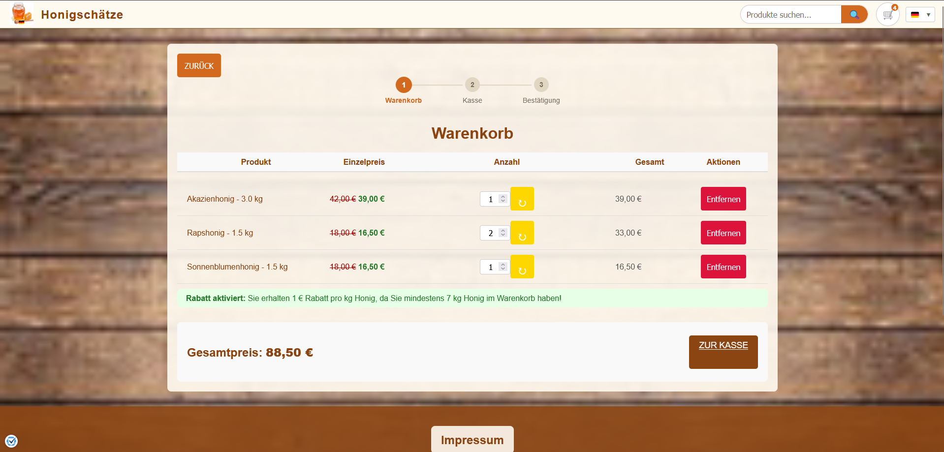 Honey Treasures Checkout Process