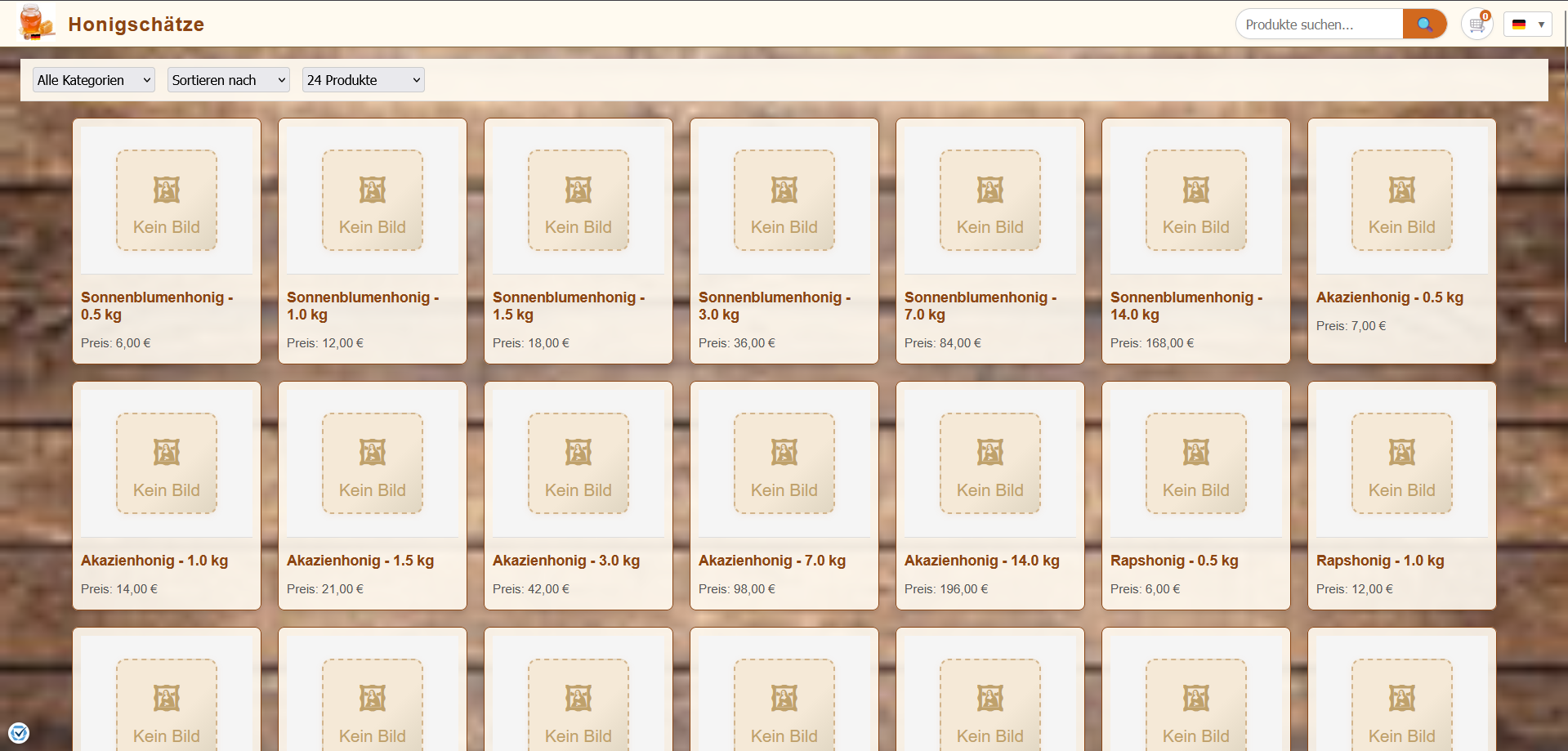 Honey Treasures Shop Frontend